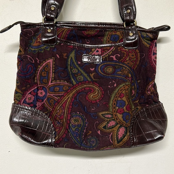 Relic Purple Paisley Corduroy & Vegan Leather Tote Bag - Picture 2 of 12